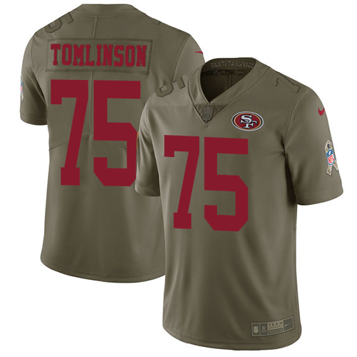 San Francisco 49ers Limited Olive Men Laken Tomlinson NFL Jersey #75 2017 Salute to Service